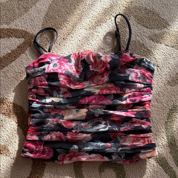 Express Pink and Black Floral Camisole NWOT - Picture 1 of 4